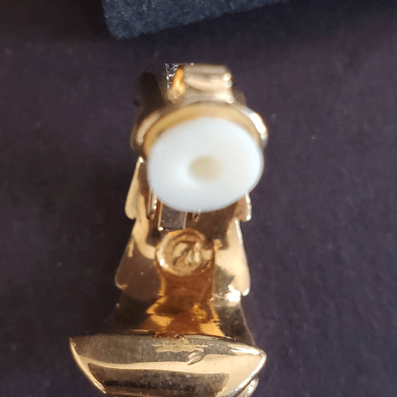 Swarovski Swan Signed Gold Plated Tiered Hoop Clip-on Earrings - Picture 8 of 10